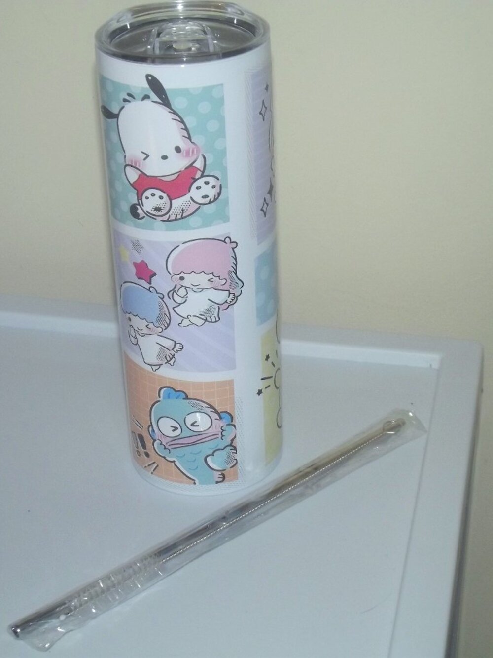 Sanrio  Stainless Steel Tumbler and Stainless Steel Straw w/ Cleaner---New